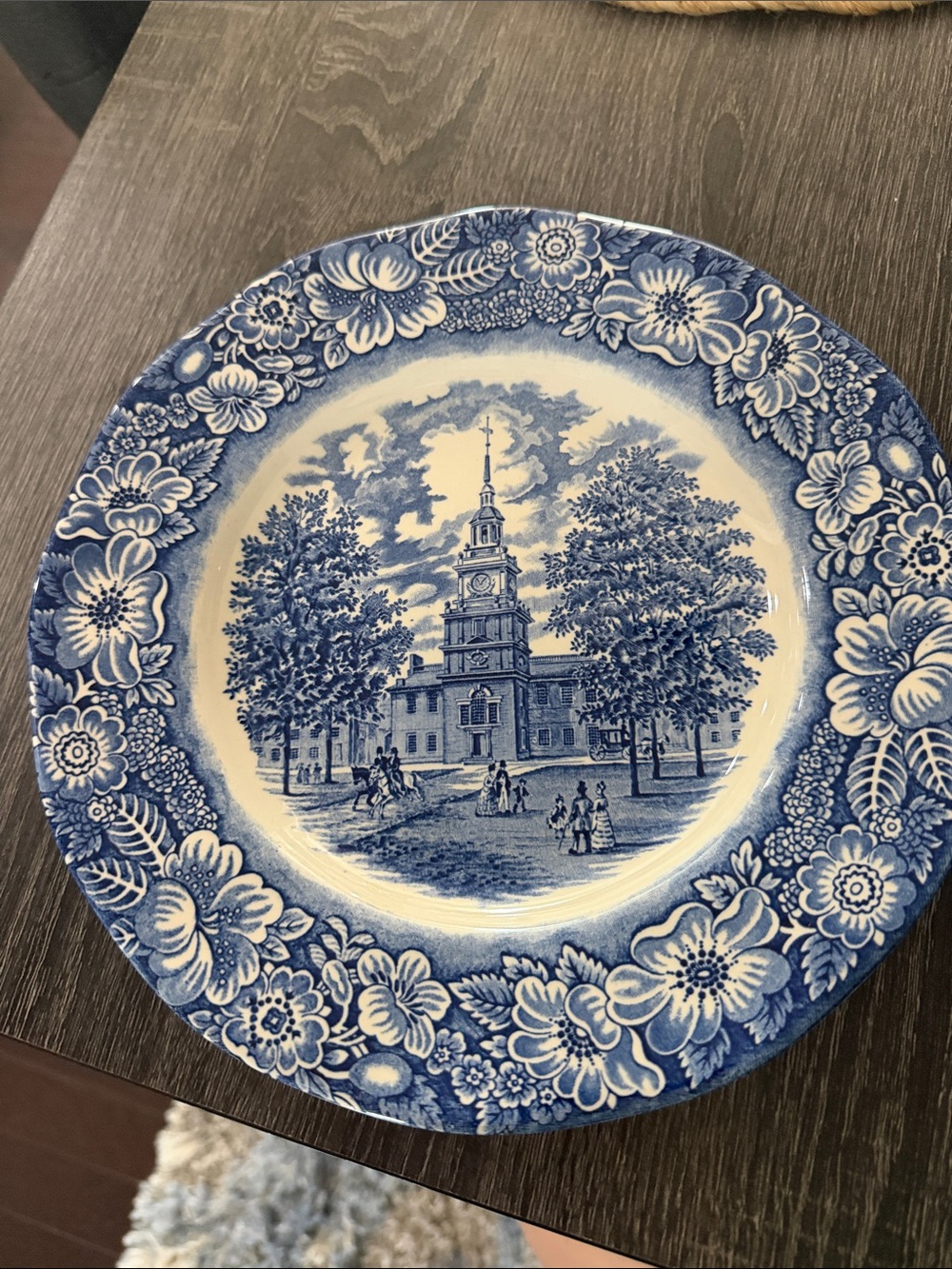 Vintage Blue Floral Transferware Plate